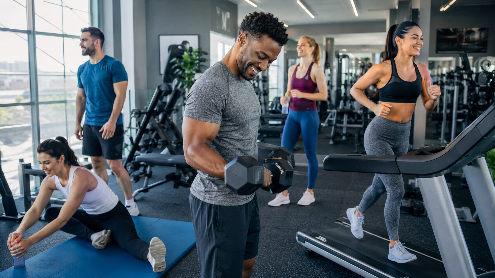 How often should you exercise? Group of adults exercising in a modern gym