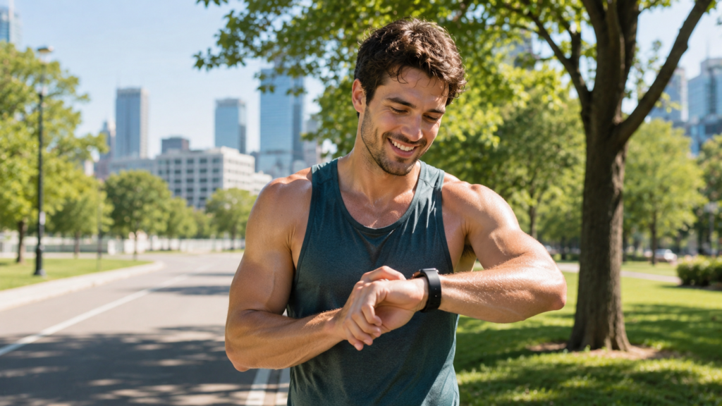 How many calories does running burn shown on a fitness smartwatch. 