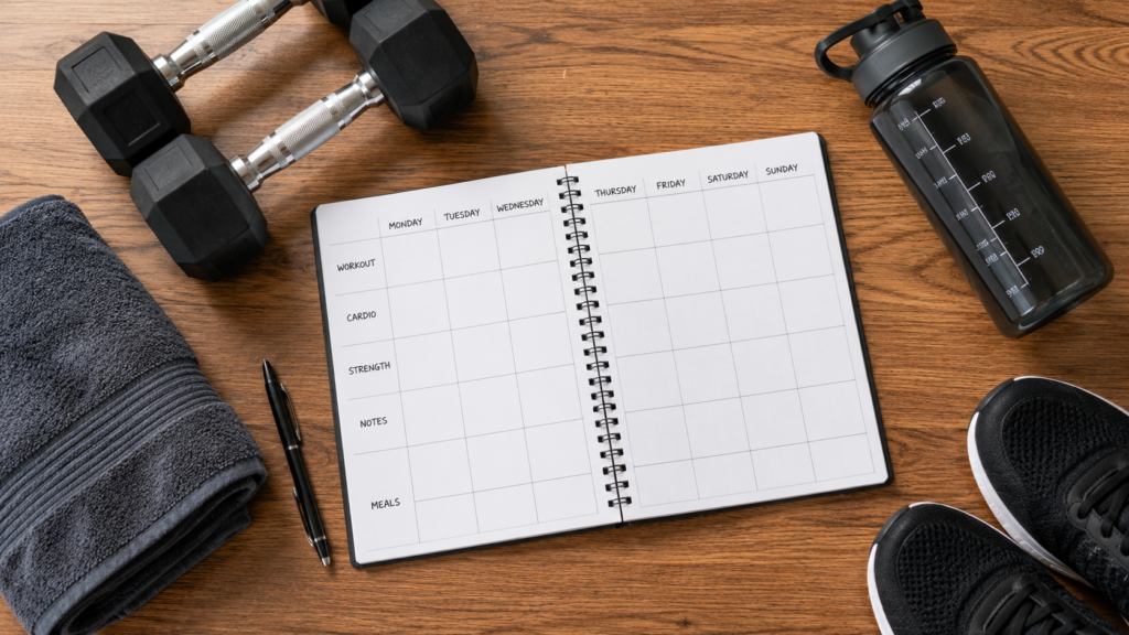 Weekly workout planner showing a balanced exercise schedule
