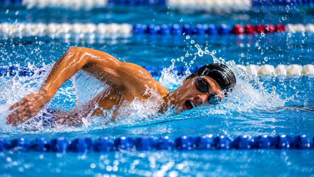 Calories burned during swimming cardio.