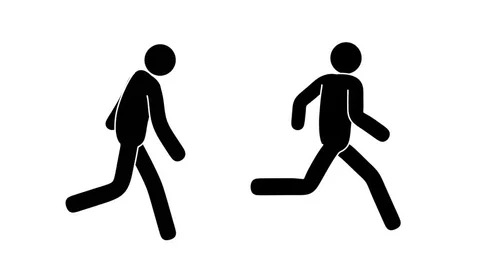Person walking and another person running to compare two forms of cardio exercise.